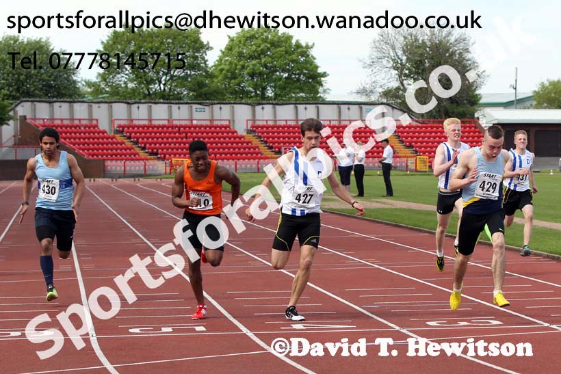 Under-17 mens 100 metres at the North Eastern Championships, Gateshead International Stadium.  Photos: David T. Hewitson/Sports for All Pics